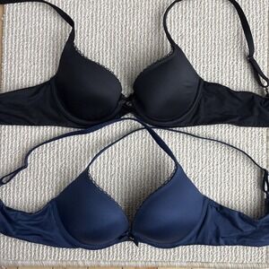 2 Victoria's Secret Body by Victoria 1 push up 1 lined demi Bras 32B